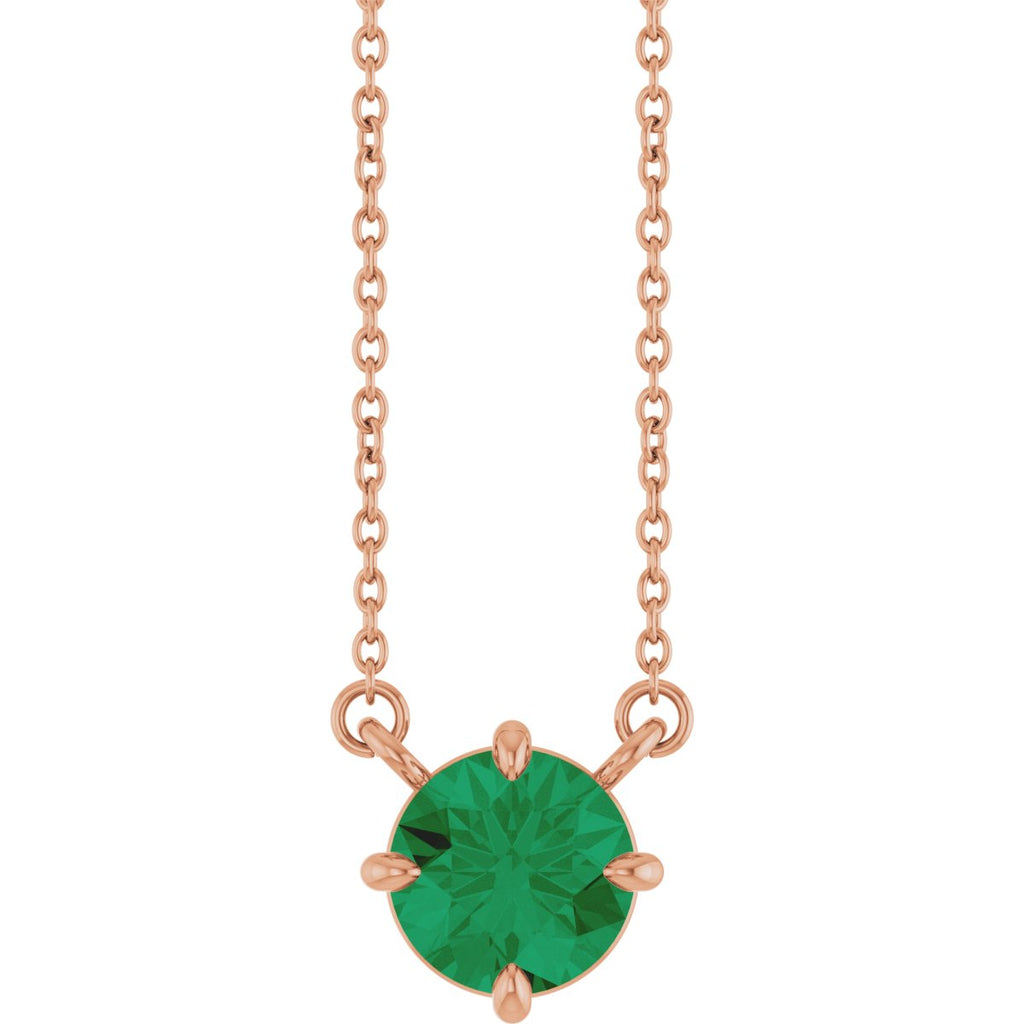 Lab-Grown Emerald Necklace in 14k rose gold