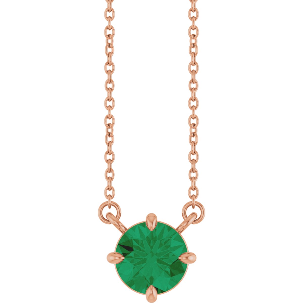 Lab-Grown Emerald Necklace in 14k rose gold