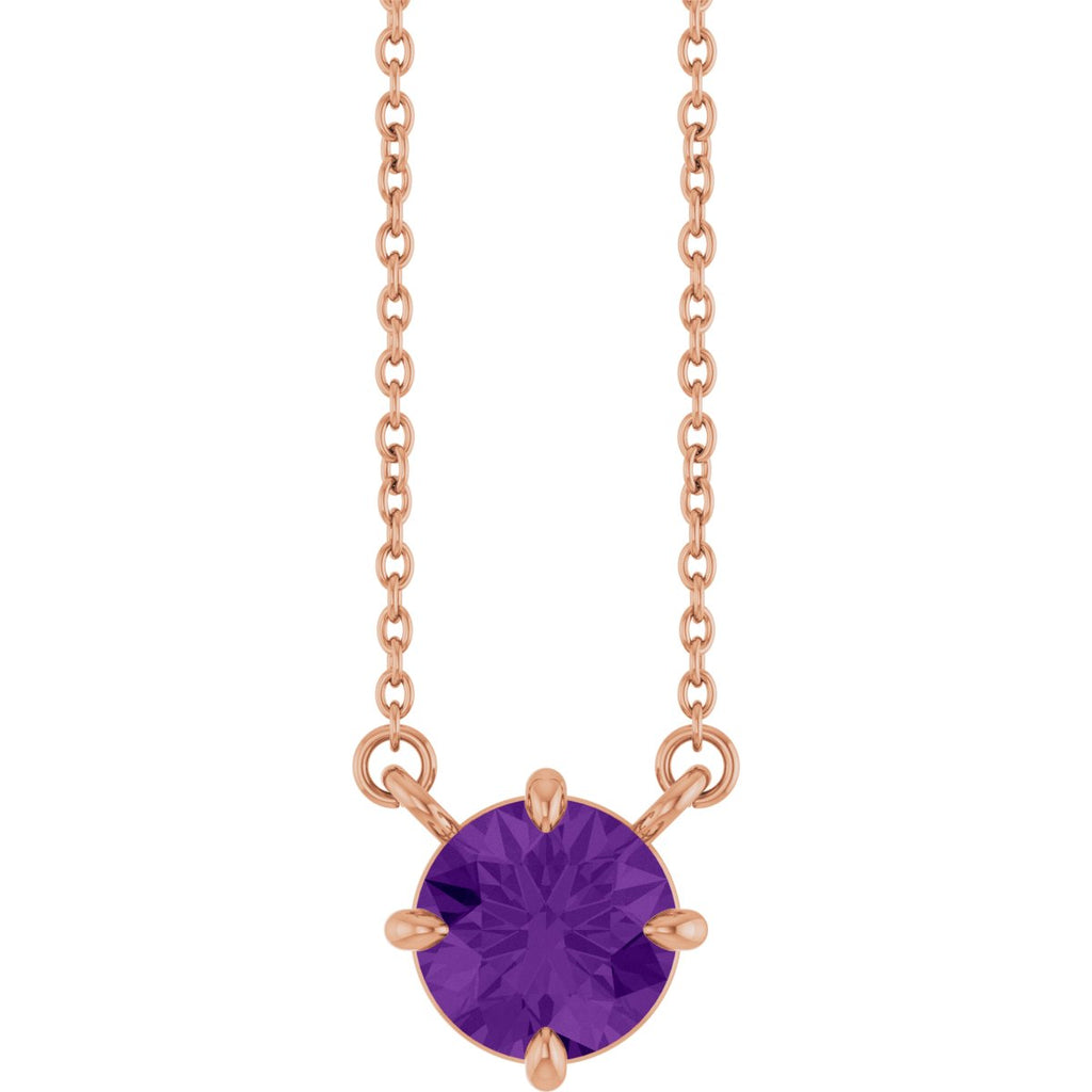 Natural Amethyst Necklace in 14k rose gold