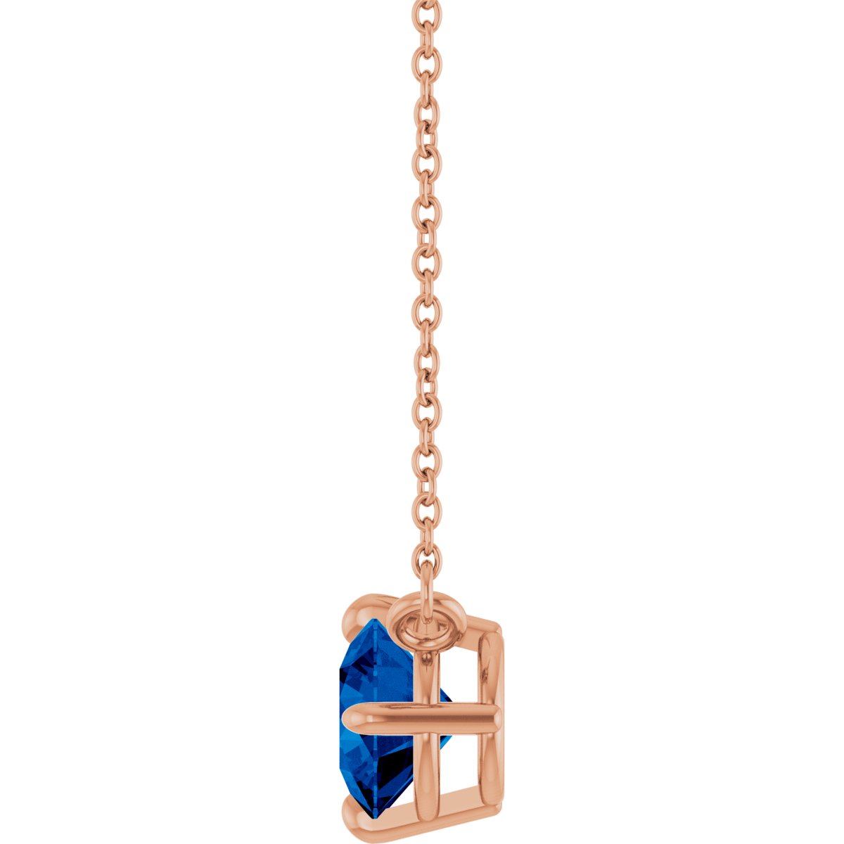 Natural Blue Sapphire Necklace in 14k rose gold