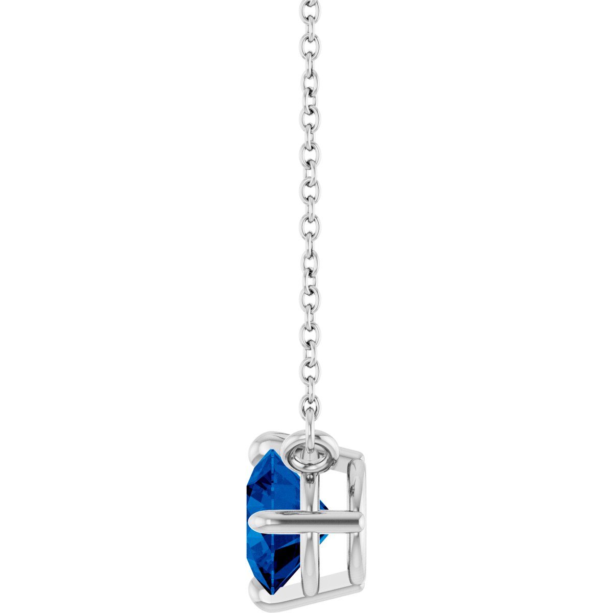Lab-Grown Blue Sapphire Necklace in 14k white gold