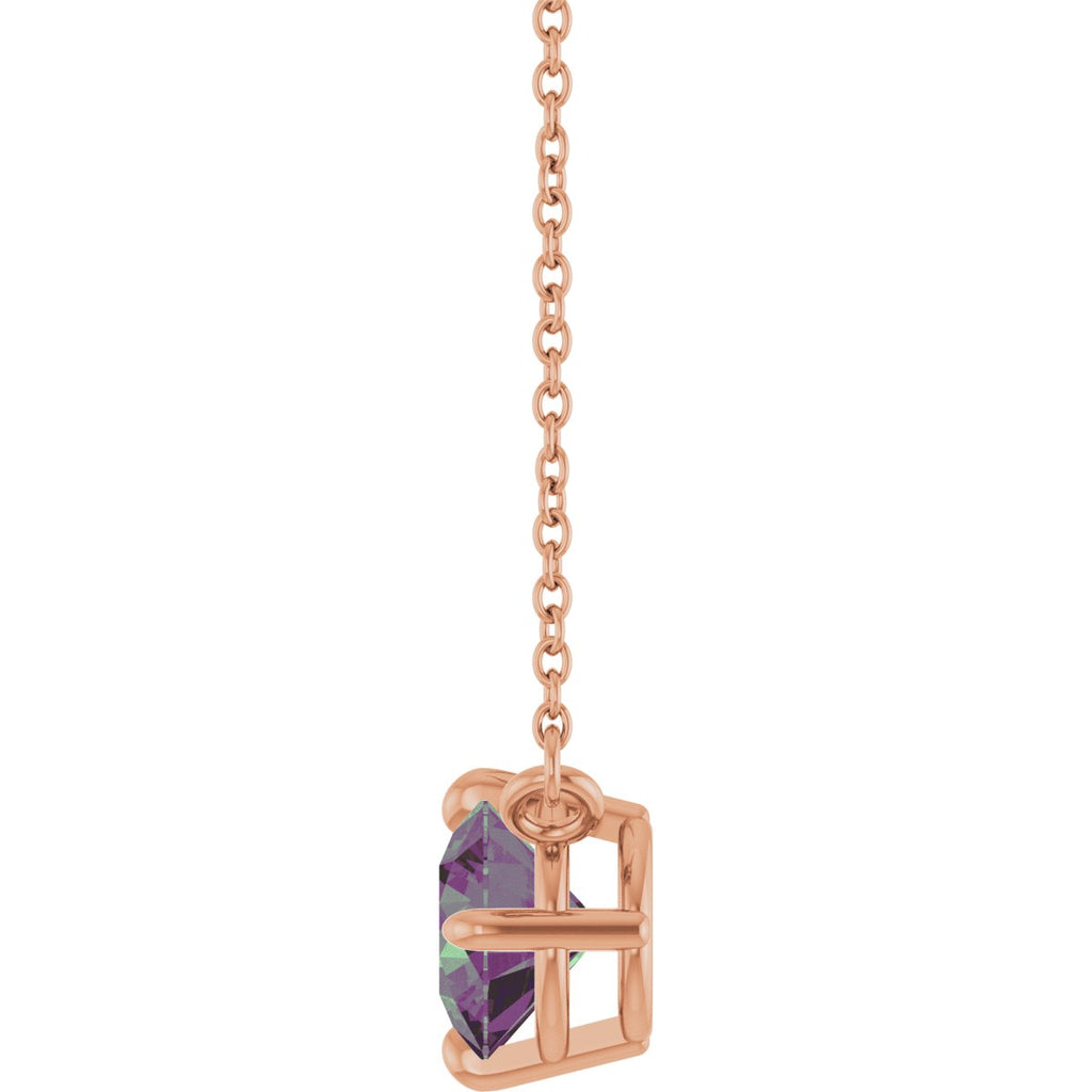 Lab-Grown Alexandrite Necklace in 14k rose gold