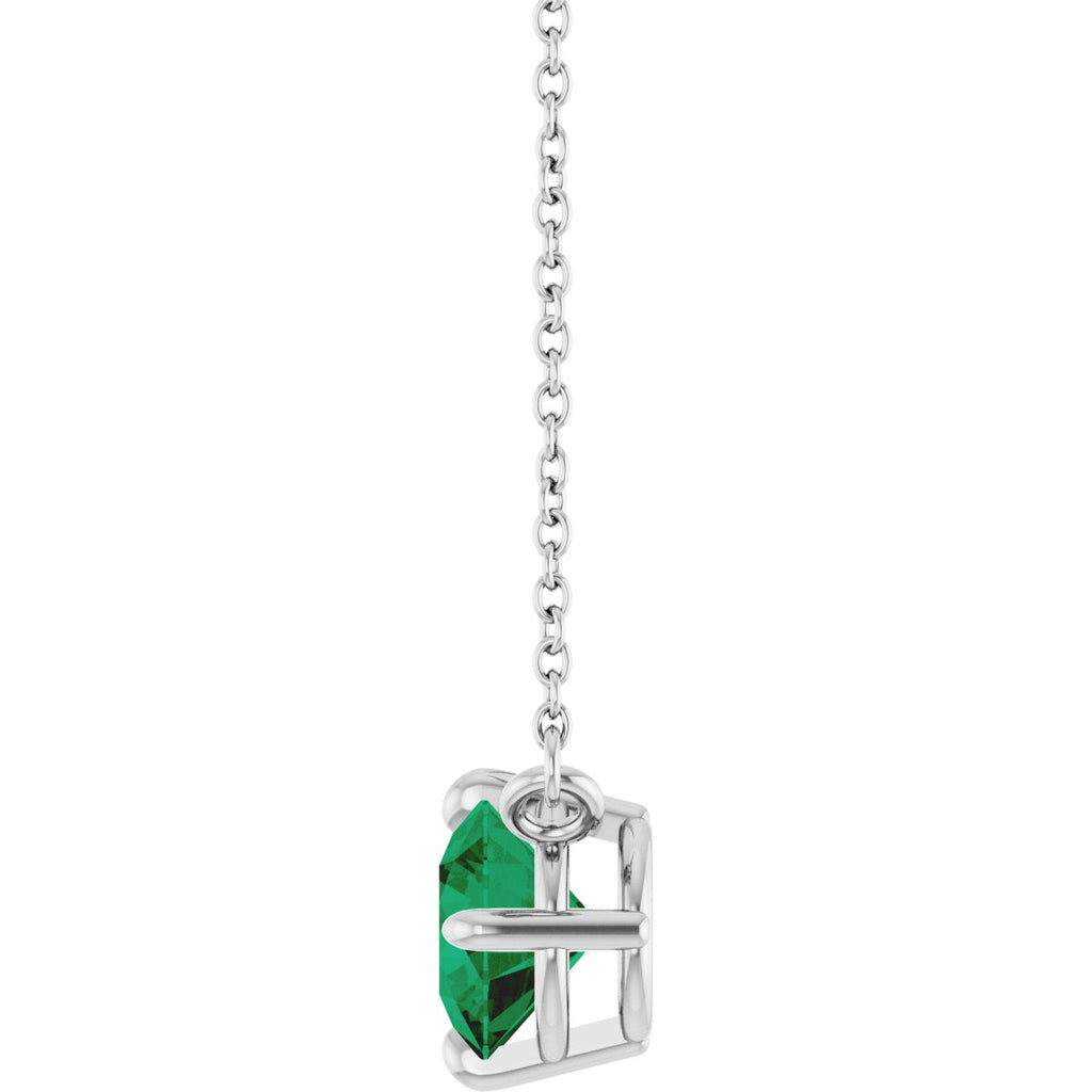 Lab-Grown Emerald Necklace in 14k white gold