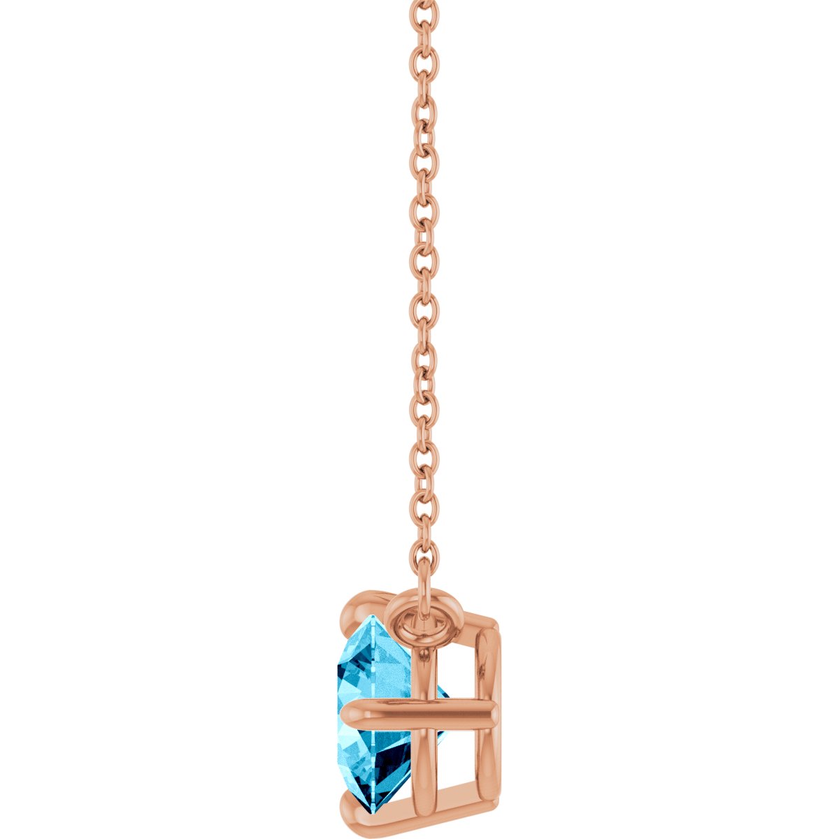 Natural Aquamarine Necklace in 14k rose gold