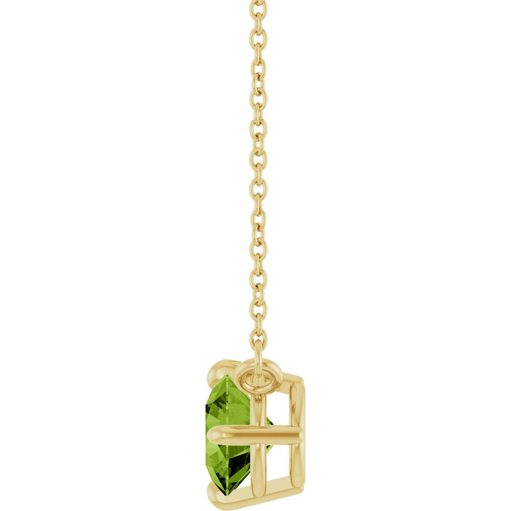 Natural Peridot Necklace in 14k yellow gold