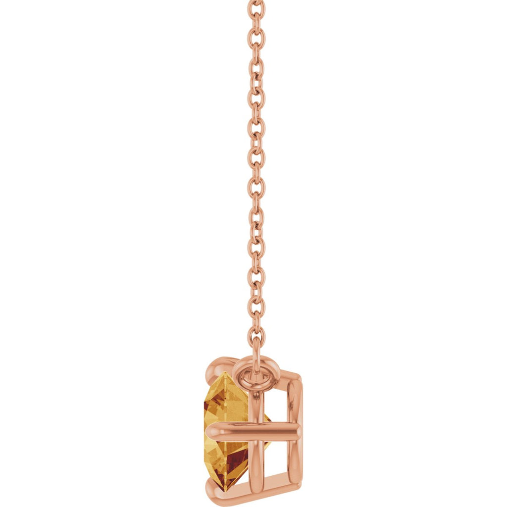 Natural Citrine Necklace in 14k rose gold