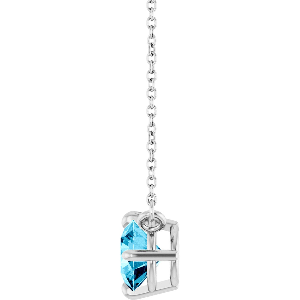 Natural Aquamarine Necklace in 14k white gold