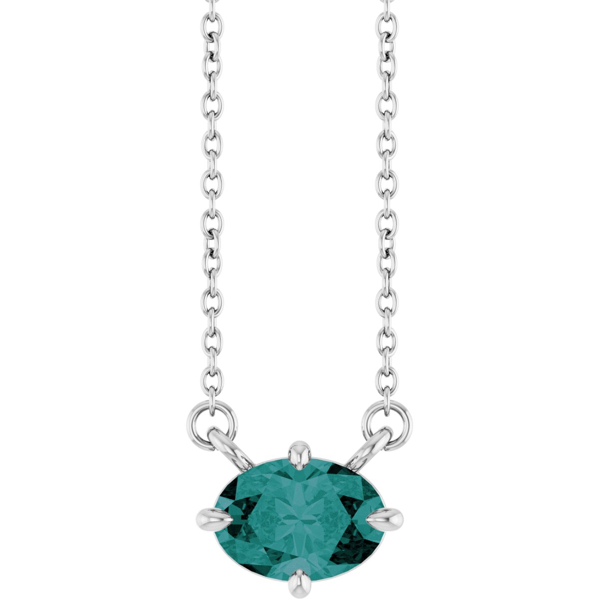 Lab-Grown Alexandrite Solitaire Necklace in 14k white gold