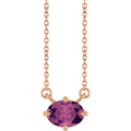 Natural Pink Tourmaline Solitaire Necklace in 14k rose gold