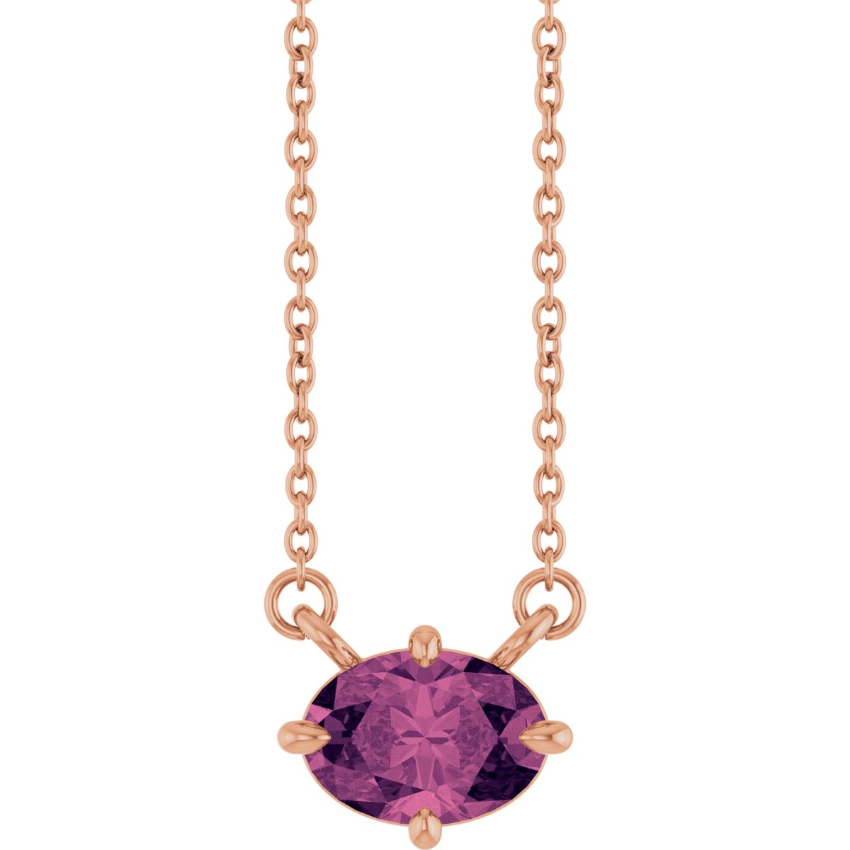 Natural Pink Tourmaline Solitaire Necklace in 14k rose gold