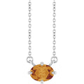 Natural Citrine Solitaire Necklace in 14k white gold