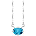 Natural Aquamarine Solitaire Necklace in 14k white gold