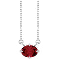 Natural Ruby Solitaire Necklace in 14k white gold