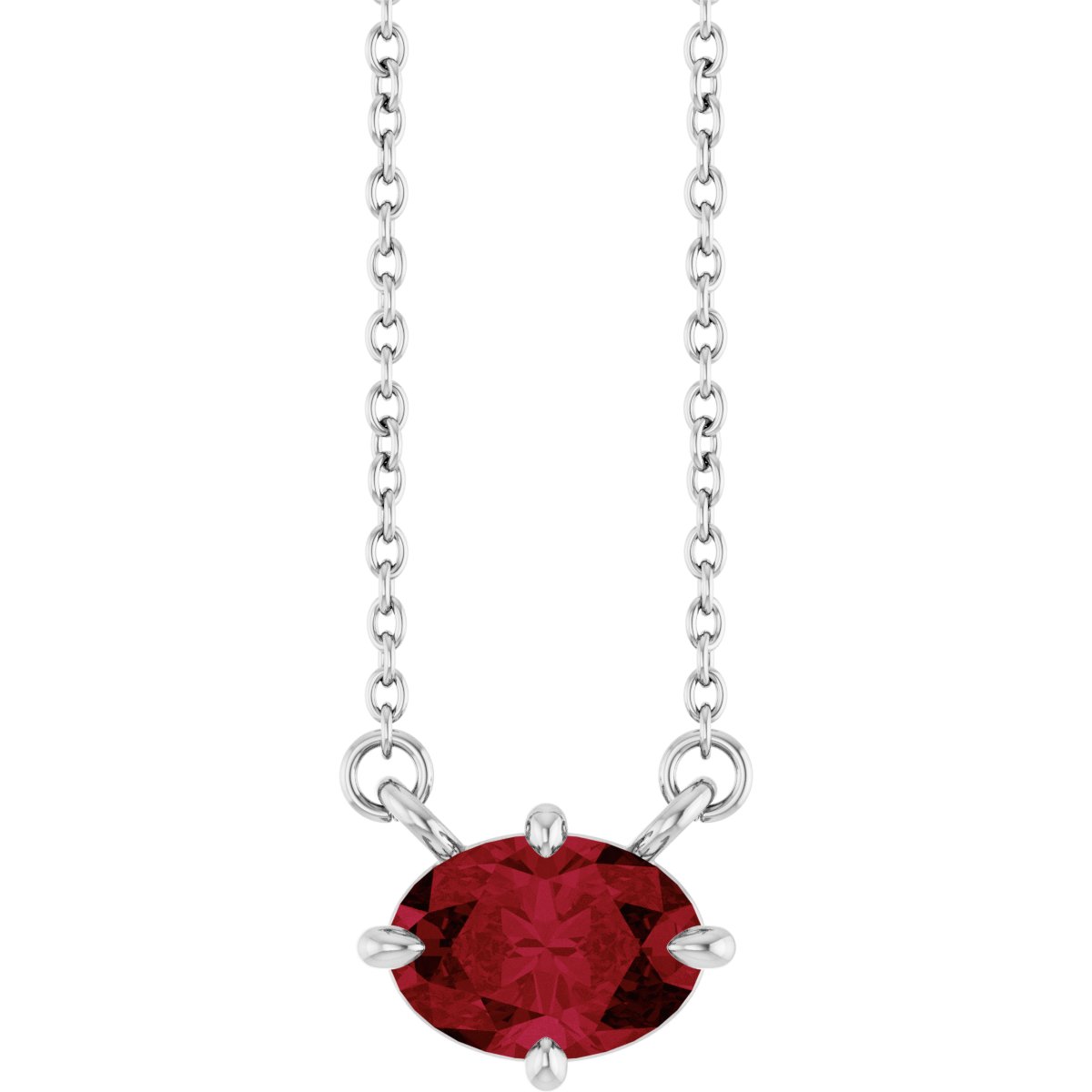 Natural Ruby Solitaire Necklace in 14k white gold