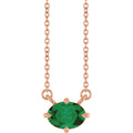 Lab-Grown Emerald Solitaire Necklace in 14k rose gold