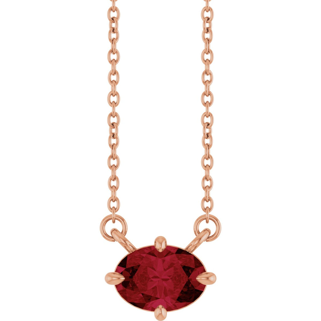 Lab-Grown Ruby Solitaire Necklace in 14k rose gold