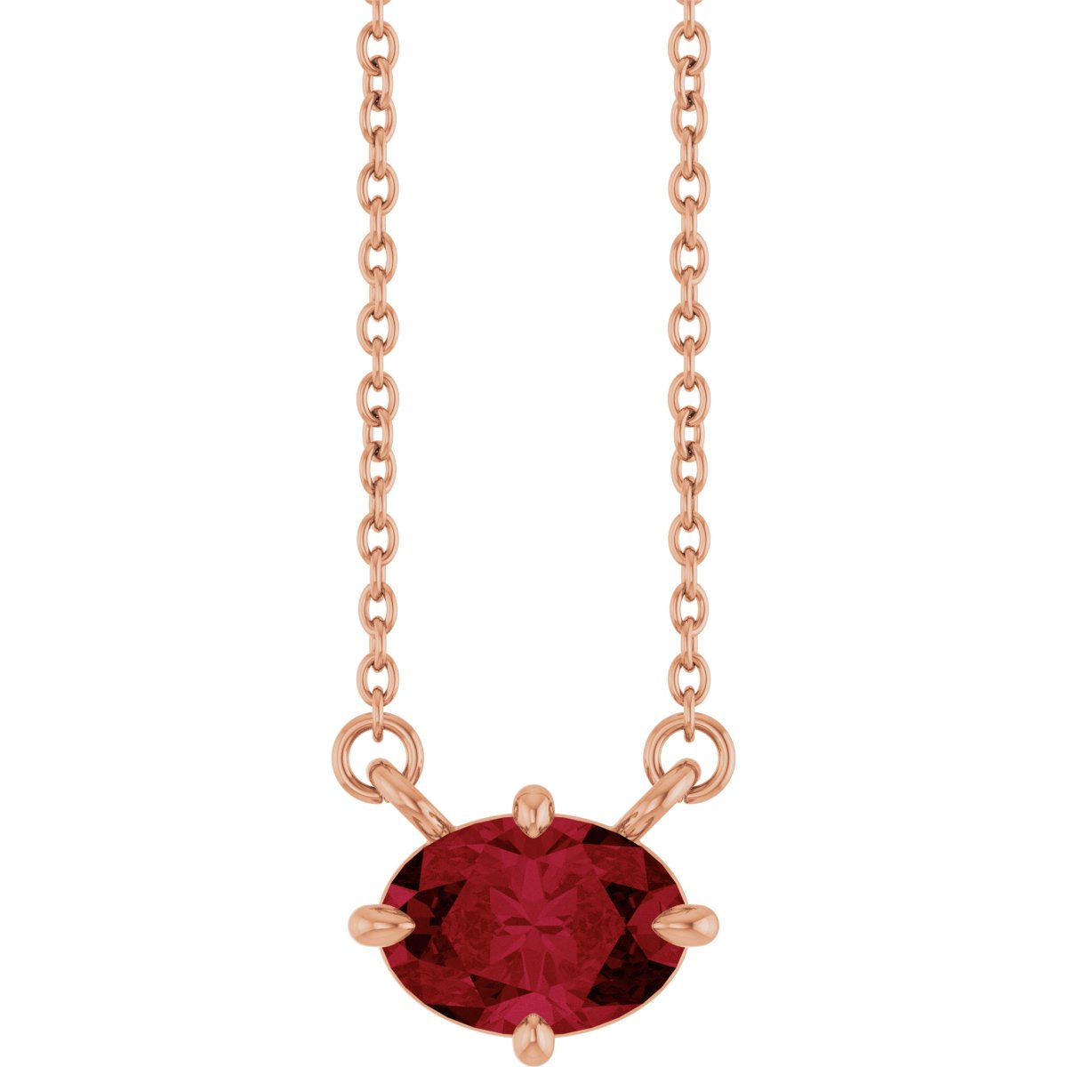 Lab-Grown Ruby Solitaire Necklace in 14k rose gold