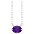 Natural Amethyst Solitaire Necklace in 14k white gold