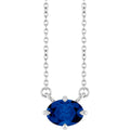 Natural Blue Sapphire Solitaire Necklace in 14k white gold