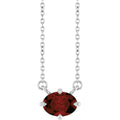Natural Mozambique Garnet Solitaire Necklace in 14k white gold