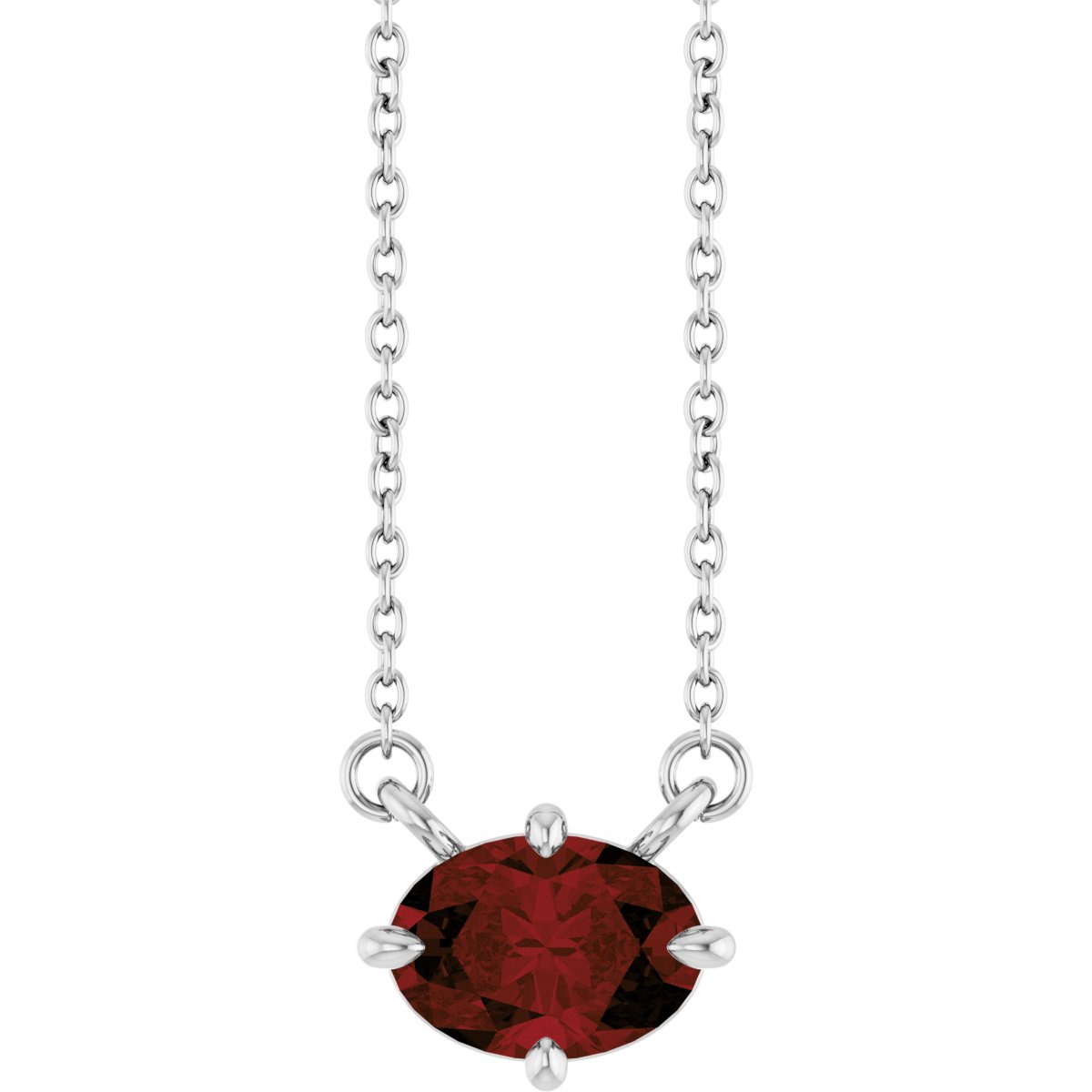 Natural Mozambique Garnet Solitaire Necklace in 14k white gold