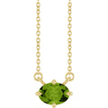 Natural Peridot Solitaire Necklace in 14k yellow gold