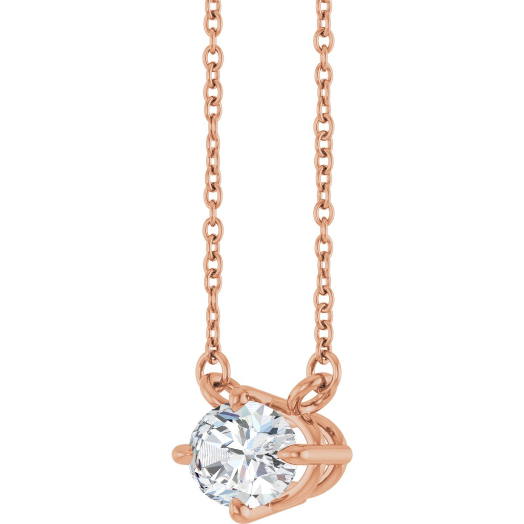 3/4 CT Lab-Grown Diamond Solitaire Necklace in 14k rose gold