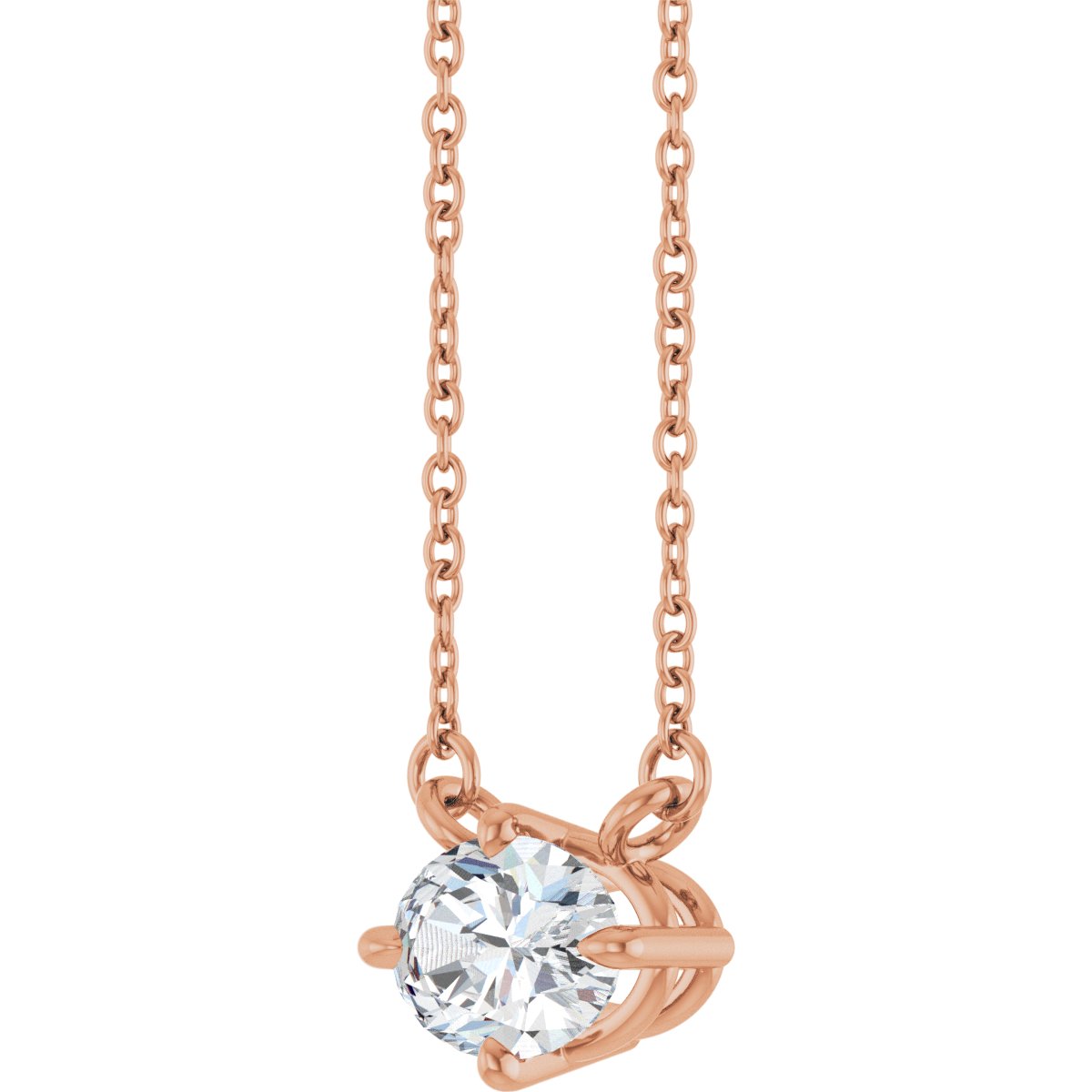 3/4 CT Lab-Grown Diamond Solitaire Necklace in 14k rose gold