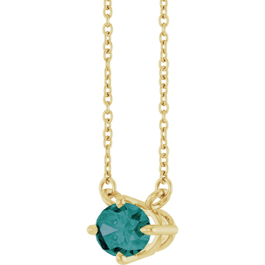 Lab-Grown Alexandrite Solitaire Necklace in 14k yellow gold