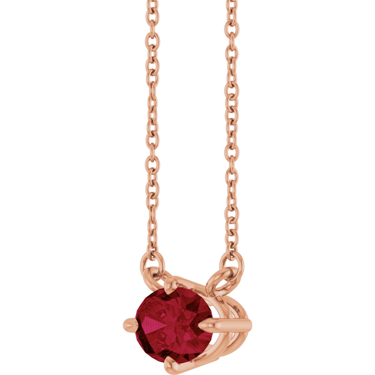 Natural Ruby Solitaire Necklace in 14k rose gold