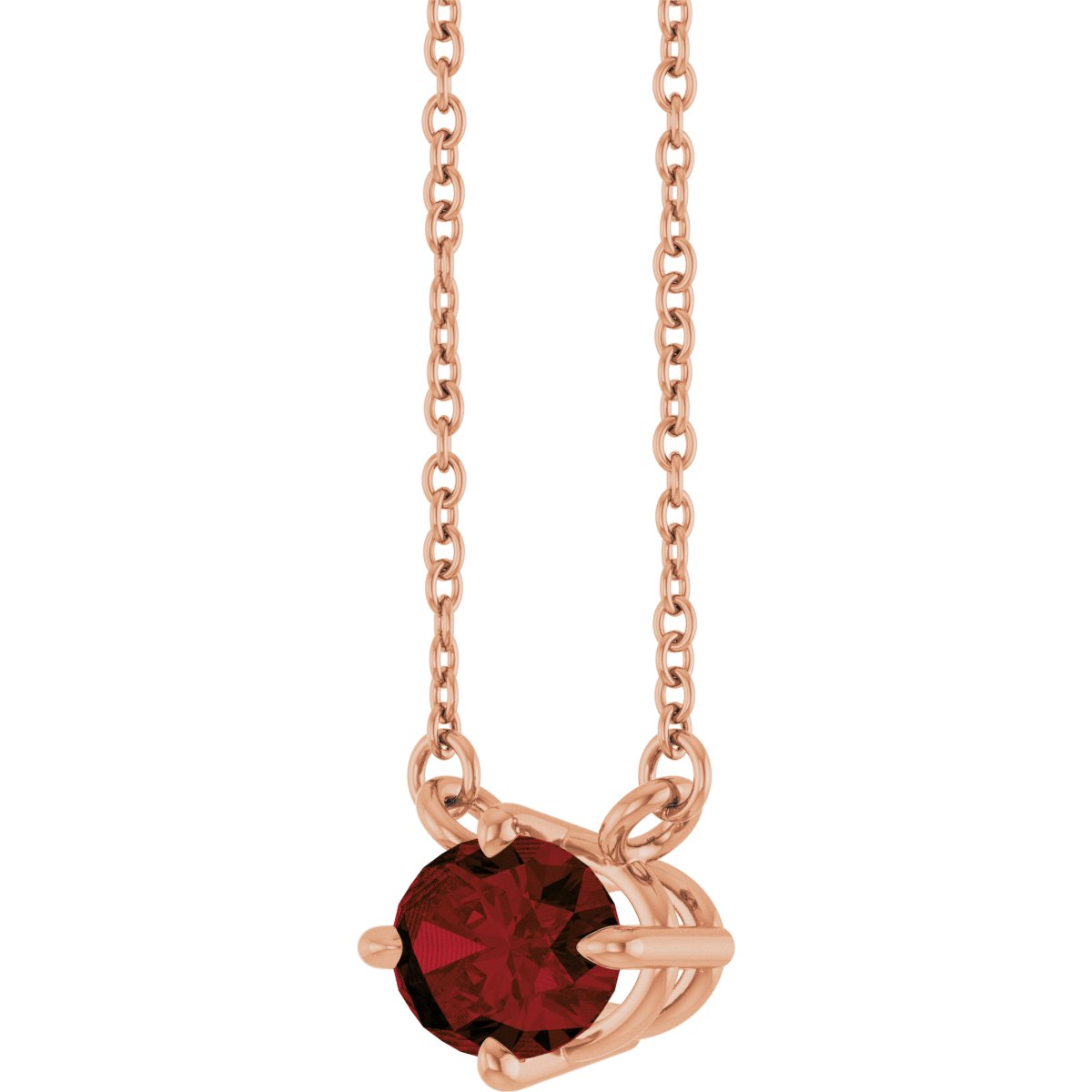 Natural Mozambique Garnet Solitaire Necklace in 14k rose gold