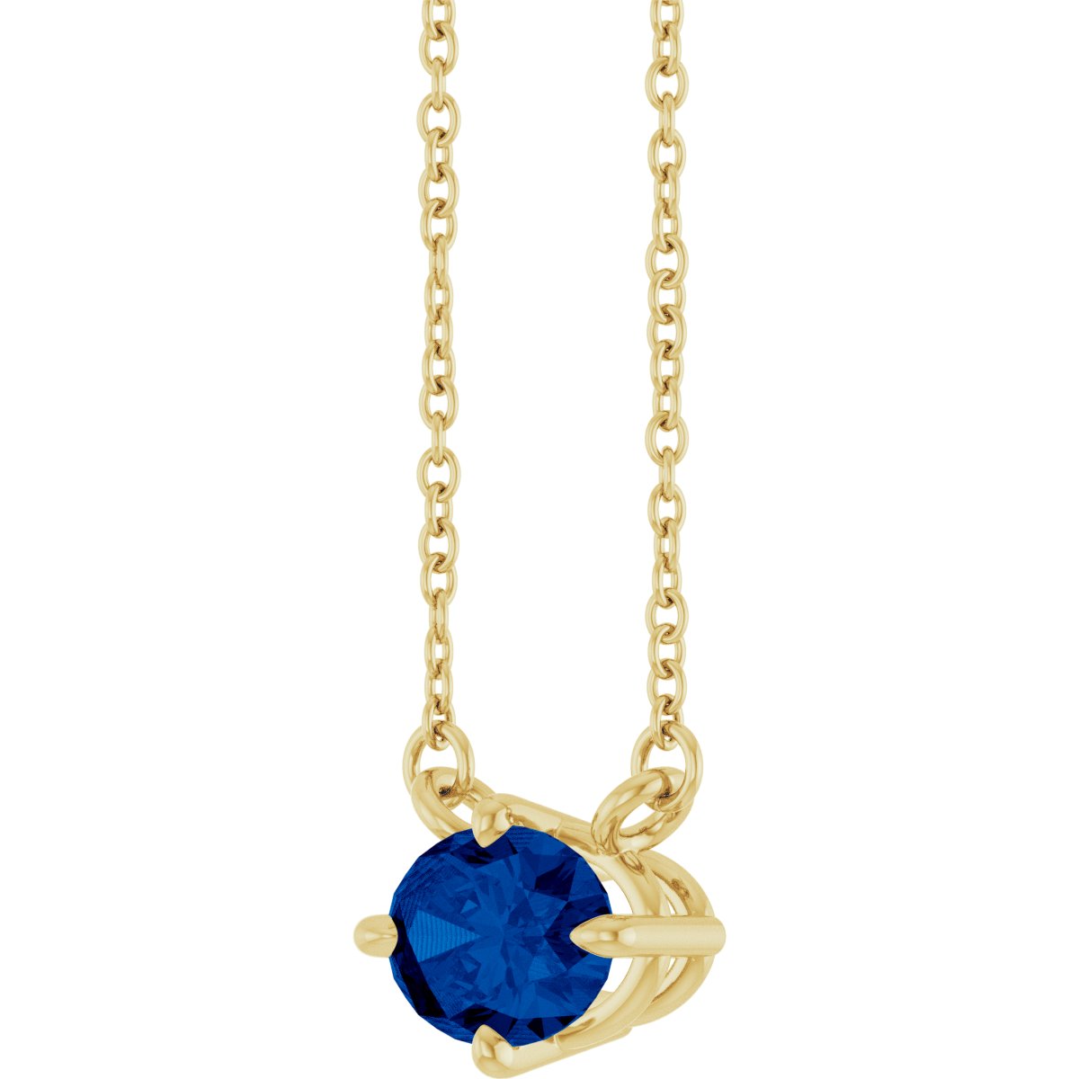 Lab-Grown Blue Sapphire Solitaire Necklace in 14k yellow gold