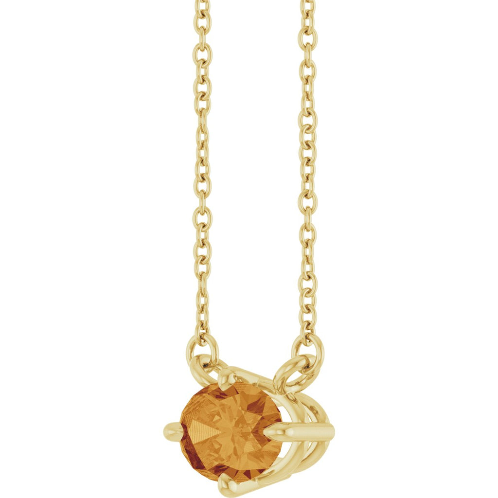 Natural Citrine Solitaire Necklace in 14k yellow gold