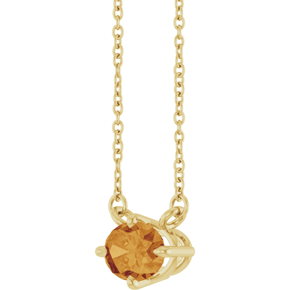 Natural Citrine Solitaire Necklace in 14k yellow gold