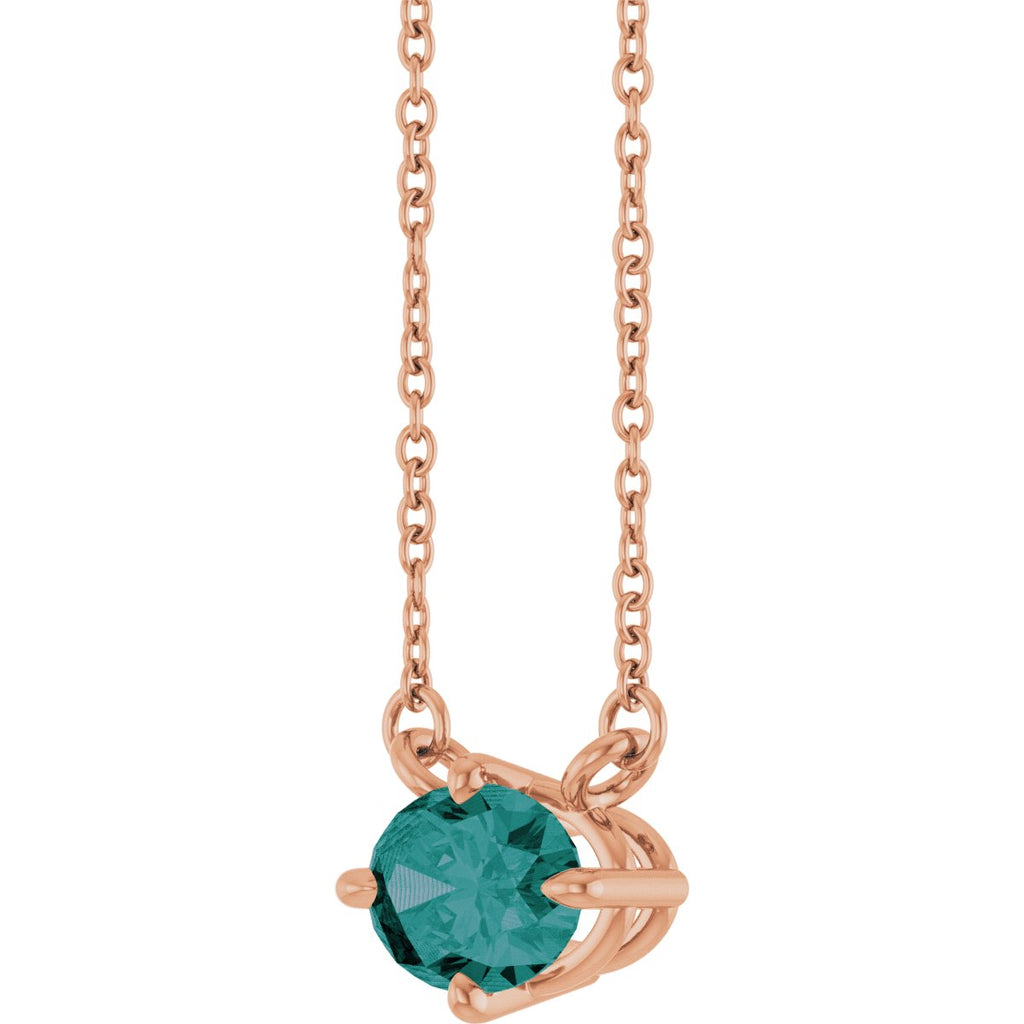 Lab-Grown Alexandrite Solitaire Necklace in 14k rose gold