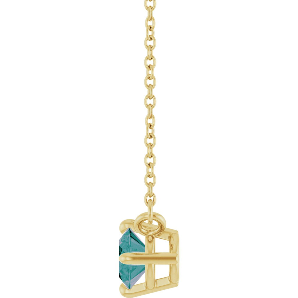 Lab-Grown Alexandrite Solitaire Necklace in 14k yellow gold