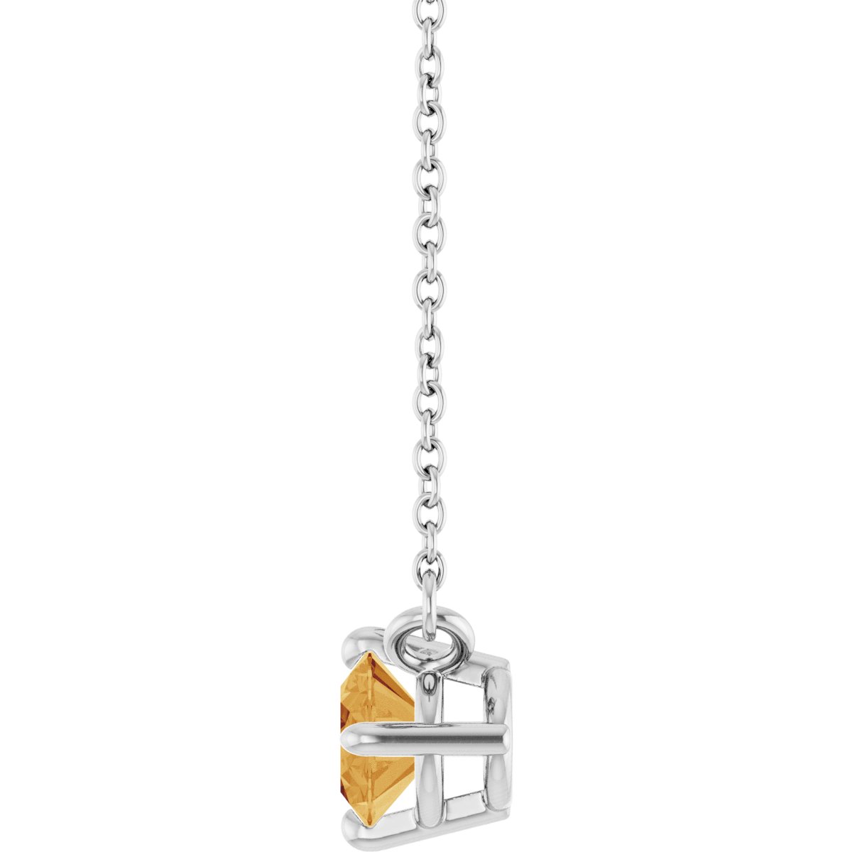 Natural Citrine Solitaire Necklace in 14k white gold