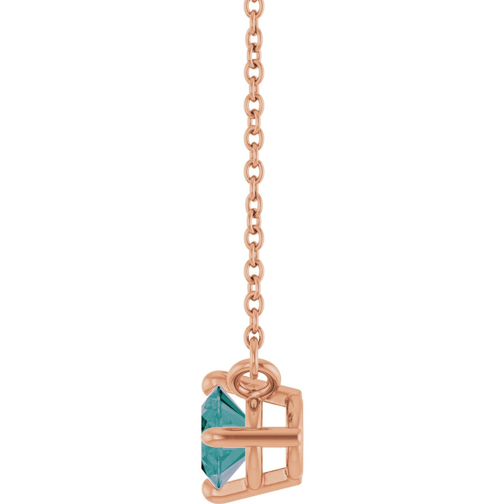 Lab-Grown Alexandrite Solitaire Necklace in 14k rose gold