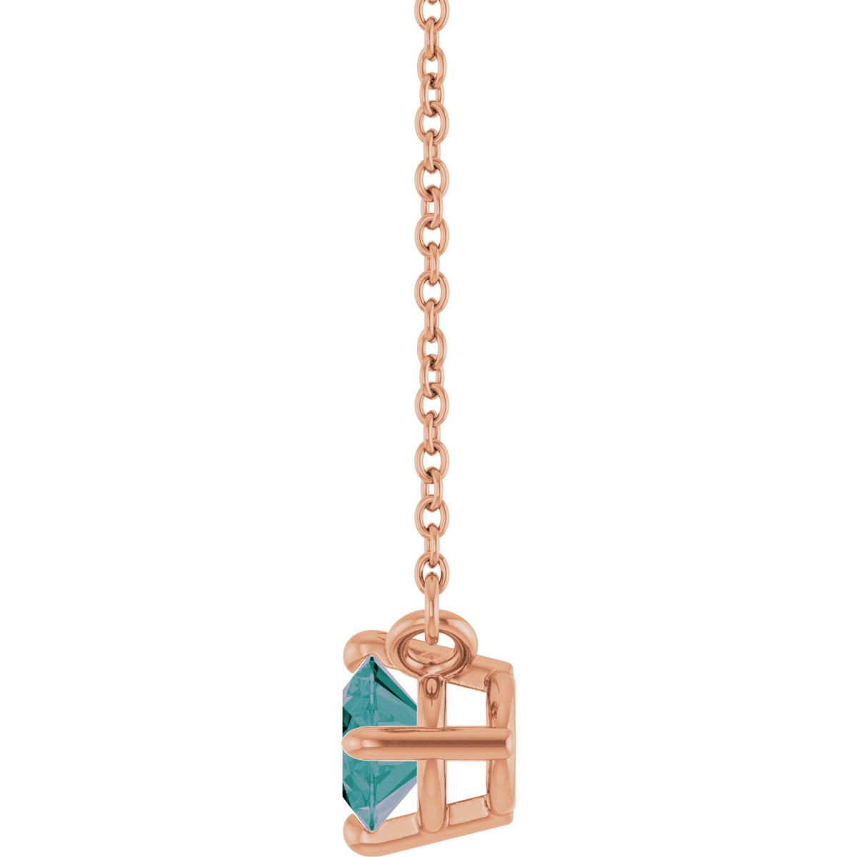 Lab-Grown Alexandrite Solitaire Necklace in 14k rose gold