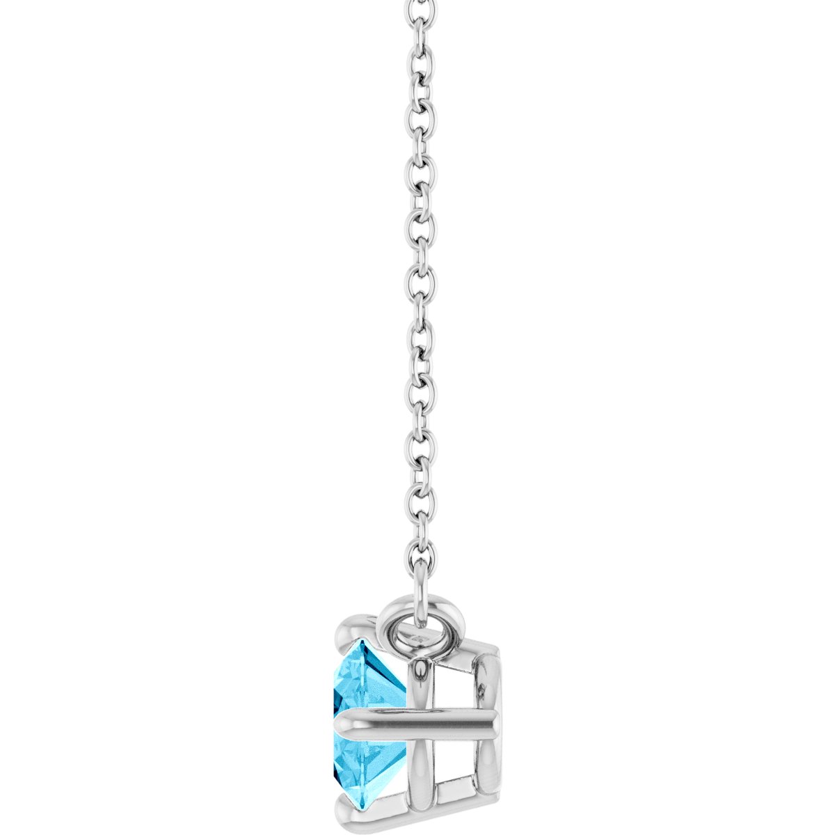Natural Aquamarine Solitaire Necklace in 14k white gold