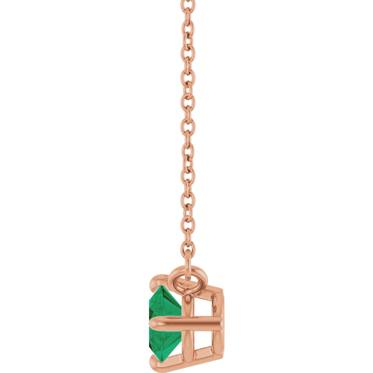 Lab-Grown Emerald Solitaire Necklace in 14k rose gold