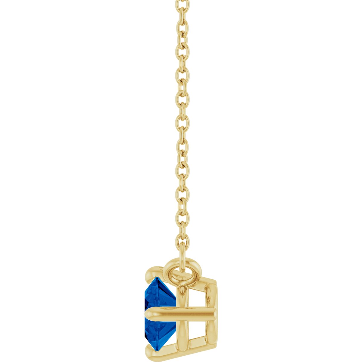 Natural Blue Sapphire Solitaire Necklace in 14k yellow gold