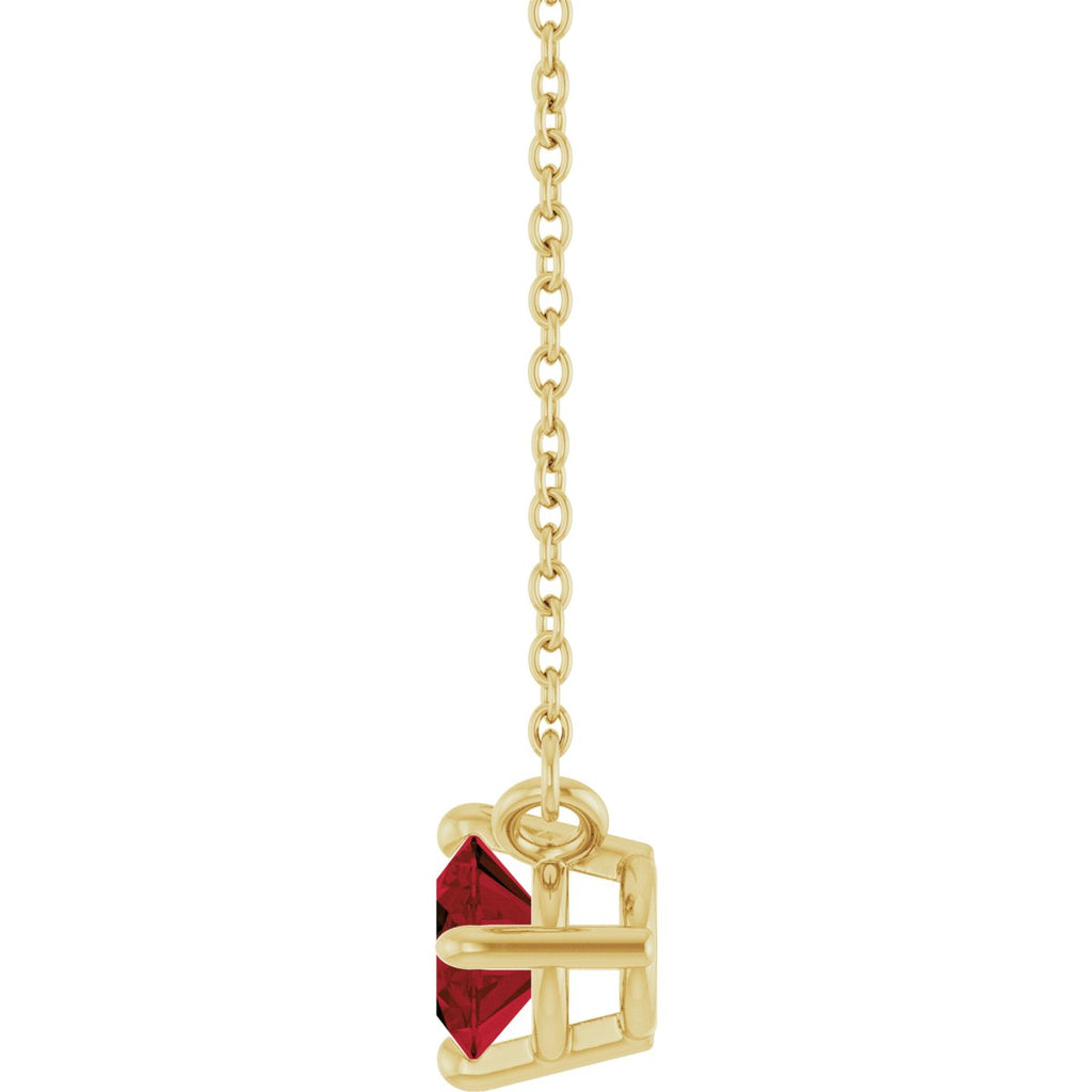 Natural Mozambique Garnet Solitaire Necklace in 14k yellow gold