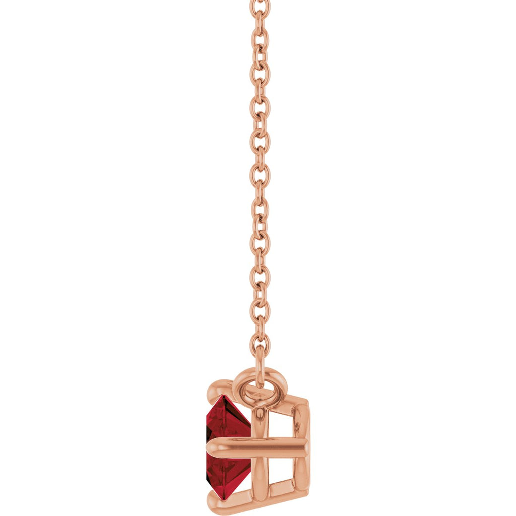 Natural Mozambique Garnet Solitaire Necklace in 14k rose gold