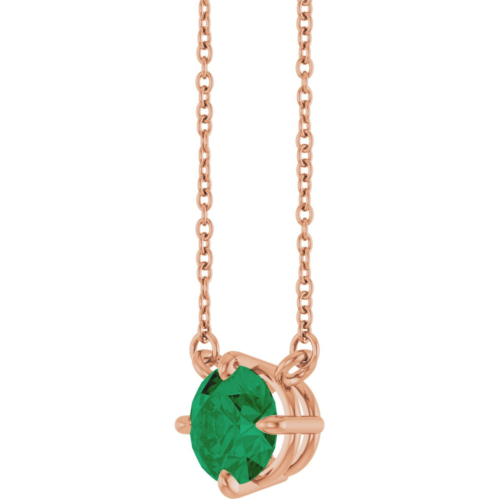 Lab-Grown Emerald Necklace in 14k rose gold