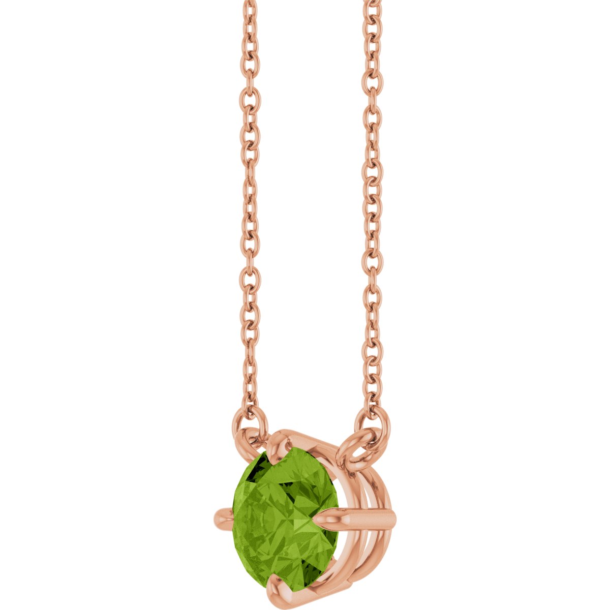 Natural Peridot Necklace in 14k rose gold