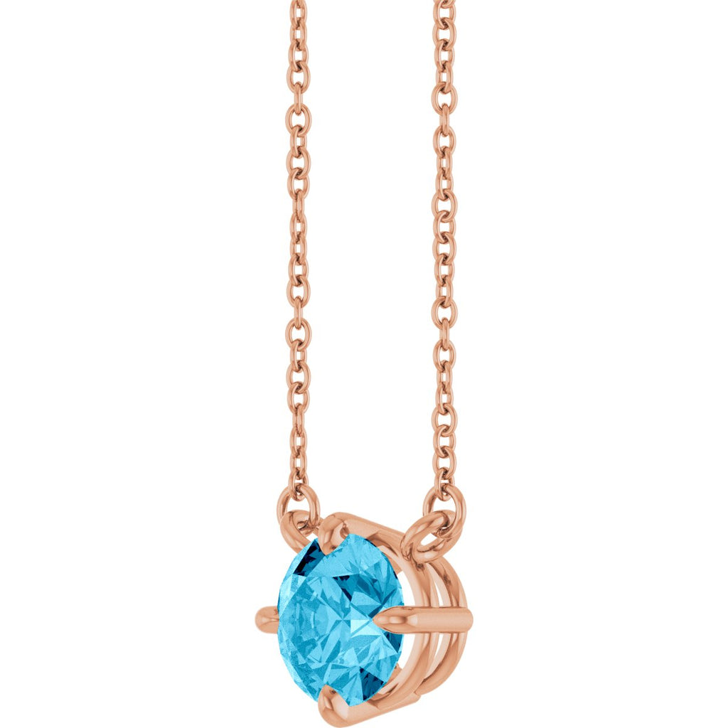 Natural Aquamarine Necklace in 14k rose gold