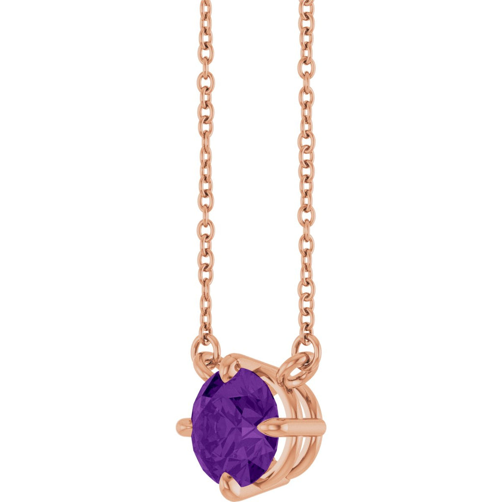 Natural Amethyst Necklace in 14k rose gold