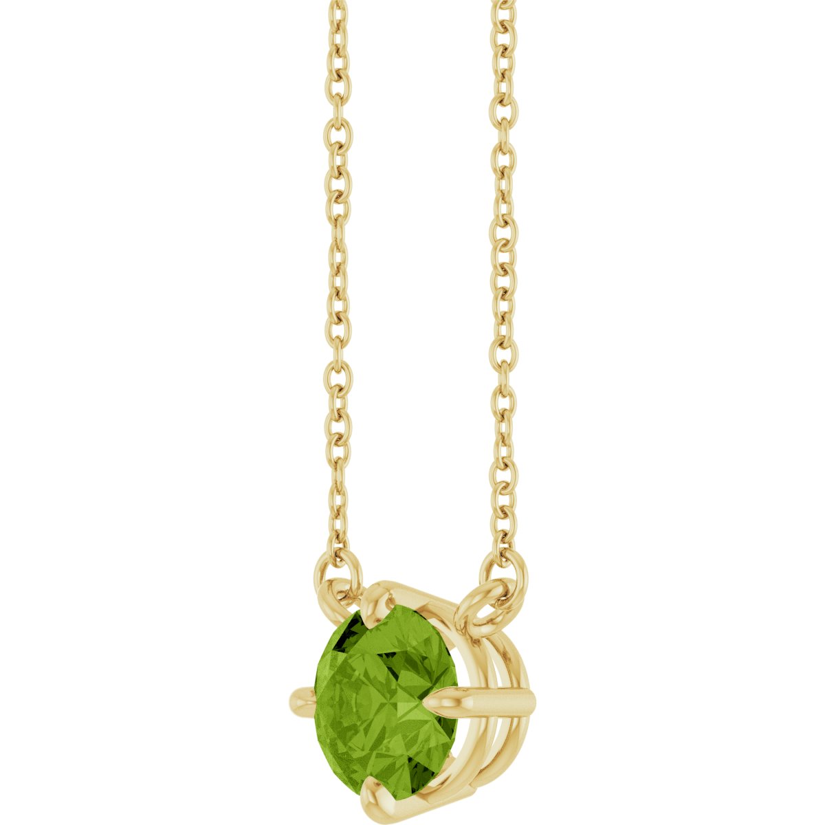 Natural Peridot Necklace in 14k yellow gold