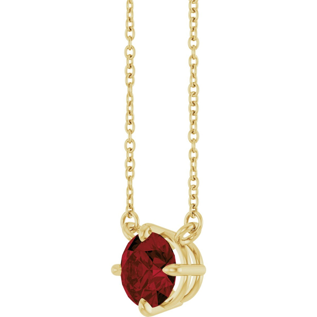 Natural Mozambique Garnet Necklace in 14k yellow gold